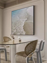 Modern Beach Canvas Painting Framde Acrylic Large Vertical Beach Wall Art For Livingroom