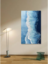 Large Blue Ocean Painting On Canvas Abstract Ocean Acrylic Painting For Living Room