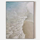 Modern Beach Canvas Painting Framde Acrylic Large Vertical Beach Wall Art For Livingroom